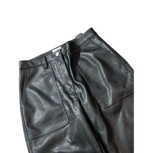 Aritzia Wilfred Free Lucy Black Vegan Leather Utility Straight Leg Pants 4